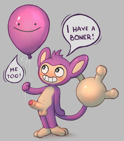 anthro balloon balloon_fetish balls blush countershading duo erection foreskin genitals glans grey_background helium hips_forward humanoid_genitalia humanoid_penis inflatable male navel penis short_anthro short_male shota simple_background solo speech_bubble standing tail text young young_anthro young_male badipoki nintendo pokemon aipom ditto_(pokemon) generation_1_pokemon generation_2_pokemon pokemon_(species) absurd_res english_text hi_res