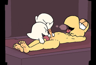 ambiguous_gender anthro ball_lick balls erection feet fellatio foreskin french_kissing genitals grin group happy kissing licking lying male nude on_back oral penile penis penis_lick retracting_foreskin sex smile soles tongue trio conditional_dnp watermelon_(artist) mario_bros nintendo boo_(mario) koopa koopa_troopa scalie 2026 animated english_description