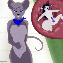 animal_genitalia anthro balls blush blush_lines bodily_fluids breasts butt canine_genitalia clothing dripping_vulva duo erection female female_pred fur genital_fluids genitals hair humanoid_genitalia internal internal_vaginal male male/female male_prey nipples nude penetration penis red_eyes simple_background size_difference smile tail unbirthing vaginal vaginal_fluids vaginal_penetration vore vulva x-ray_view pyrecrimson blue_(bluedemond) zephyrcrimson_(pyrecrimson) canid canine fox mammal mouse murid murine rodent 1:1 digital_media_(artwork) hi_res