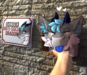 blep feral fur horn inner_ear_fluff male petting smile solo tongue tongue_out tuft zyria mythology vaccino dragon furred_dragon furred_scalie mythological_creature mythological_scalie scalie