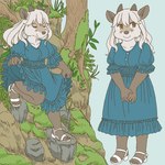 anthro clothed clothing dress female horn kemono solo ekaki510 bovid caprine japanese_serow mammal serow 1:1