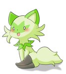 ambiguous_gender blush clothed clothed_feral clothing feral fur green_body green_fur legwear multicolored_body multicolored_fur o_o simple_background solo stockings two_tone_body two_tone_fur white_background pizzle nintendo pokemon generation_9_pokemon pokemon_(species) sprigatito absurd_res hi_res