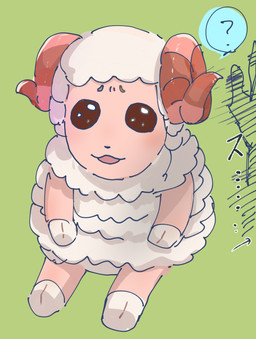 anthro blush chibi disembodied_hand fur hooves horn male violence wool_(fur) isshon animal_crossing nintendo dom_(animal_crossing) bovid caprine mammal sheep hi_res