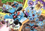 anthro blue_body blue_fur cave dungeon duo feral forest fur male plant red_eyes scarf sky tail tree yellow_eyes kicdon nintendo pokemon pokemon_mystery_dungeon spike_chunsoft bidoof chatot chimecho corphish diglett generation_1_pokemon generation_2_pokemon generation_3_pokemon generation_4_pokemon koffing loudred pokemon_(species) riolu shinx skuntank sunflora wigglytuff zubat hi_res