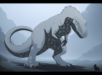 ambiguous_gender black_bars claws feral tail omez dinosaur megalosaurid megalosaurus prehistoric_species reptile saurischian scalie theropod letterbox