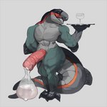 anthro big_penis bodily_fluids condom cum erection filled_condom genital_fluids genitals huge_penis hyper hyper_condom hyper_genitalia hyper_penis leaking_cum male penis sexual_barrier_device solo tail thick_tail thick_thighs waiter waiter_tray ectogoat steelhead_(imnotadolphin) fish marine salmonid_(fish) 1:1 hi_res