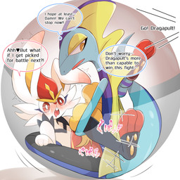 ambiguous_gender ambiguous_penetration anthro blue_body blush bodily_fluids dialogue duo ear_blush fur heart_symbol in_pokeball interrobang male male/ambiguous open_mouth penetration pokeball sex simple_background tears text trapped white_background white_body white_fur prrrrrrmine nintendo pokemon cinderace generation_8_pokemon inteleon lagomorph mammal pokemon_(species) 1:1 2021 english_text hi_res