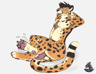 anthro balls claws digitigrade feet genitals licking licking_lips male nude paws penis sitting solo spots tongue tongue_out nolow nolow_(character) cheetah felid feline mammal 2017