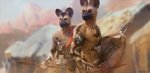 anthro black_nose clothed clothing day detailed_background duo fingers fur male outside sky standing tan_body tan_fur nomax african_wild_dog canid canine mammal 2021 digital_media_(artwork)