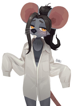 anthro bent_whiskers biped black_hair blush bra breasts buckteeth clothed clothed_anthro clothed_female clothing female front_view fur grey_body grey_fur hair looking_at_viewer overbite panties shirt simple_background small_breasts solo standing tail teeth topwear underwear whiskers white_background el-k ratricia_(el-k) mammal mouse murid murine rodent 2025 absurd_res digital_drawing_(artwork) digital_media_(artwork) hi_res