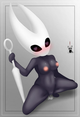 anthro areola blade bodily_fluids breasts dripping_vulva duo female genital_fluids heart_eyes heart_symbol horn nude nude_female pink_areola presenting solo_focus vaginal vaginal_fluids weapon kar0ha hollow_knight_(franchise) team_cherry hornet_(hollow_knight) the_knight_(hollow_knight) absurd_res hi_res incest_(lore) nonbinary_(lore) sibling_(lore) sister_(lore)