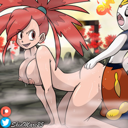 3_fingers ambiguous_penetration anthro anthro_penetrating anthro_penetrating_female anthro_penetrating_human arched_back areola big_breasts big_butt blurred_background bodily_fluids breasts breath_powers buckteeth butt butt_grab butt_squish deep_penetration doggystyle duo elemental_manipulation female female_human female_on_anthro female_penetrated fingers fire fire_breathing fire_manipulation from_behind_position gym_leader hair hand_on_butt hot_spring human_focus human_on_anthro human_penetrated interspecies kneeling looking_at_another looking_at_partner looking_back looking_pleasured male male/female male_on_human male_penetrating male_penetrating_female male_penetrating_human medium_breasts multicolored_body nipples not_furry_focus nude nude_female nude_human open_mouth orange_legs penetration plant pokephilia red_eyes red_hair red_nose rock scut_tail sex short_tail side_view size_difference smaller_anthro smaller_male smile solo_focus squish steam sweat sweatdrop sweaty_body sweaty_breasts tail teeth text tied_hair tree water white_body skidmarc25 nintendo pokemon flannery_(pokemon) cinderace generation_8_pokemon human mammal pokemon_(species) 1:1 absurd_res artist_name hi_res shaded signature