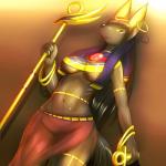 anthro breasts clothed clothing female jewelry skimpy solo staff under_boob hopping4 egyptian_mythology middle_eastern_mythology mythology anubis anubian_jackal canid canine canis deity jackal mammal 1:1 absurd_res hi_res