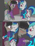 anus black_hair blue_hair blush bodily_fluids clothing comic cutie_mark dialogue digital_media_(artwork) duo earth_pony english_text equid equine eyes_closed fearingfun female female/female feral friendship_is_magic fur genitals grey_body grey_fur hair hasbro horn horse kiss_on_lips kissing mammal multicolored_hair my_little_pony mythological_creature mythological_equine mythology octavia_(mlp) pony purple_eyes pussy saliva saliva_string surprise_kiss text two_tone_hair unicorn vinyl_scratch_(mlp) white_body white_fur