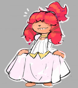 anthro biped black_nose blush blush_lines clothed clothing dress female floppy_ears front_view grin hair hair_over_eyes holding_clothing holding_dress holding_object lop_ears red_hair simple_background smile solo standing white_clothing white_dress young young_anthro young_female neko3240 cyberconnect2 fuga:_melodies_of_steel little_tail_bronx wappa_charlotte bird_dog canid canine caninu canis domestic_dog hunting_dog mammal spaniel 2026