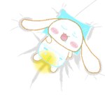 ambiguous_gender bed bedding bedding_background bedwetting bodily_fluids clothed clothing diaper diaper_only diaper_use feral frown furniture genital_fluids leaking_diaper print_diaper solo topless unclean_diaper urine used_diaper wearing_diaper wet wet_diaper wetting wetting_diaper white_body billytheshinx cinnamoroll sanrio cinnamon_(cinnamoroll) canid canine canis domestic_dog mammal hi_res