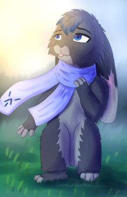 blep blue_body blue_eyes blue_fur blue_hair countershade_torso countershading detailed_background eyebrows facial_markings field floppy_ears fluffy forehead_markings fur gloves_(marking) grey_body grey_fur hair head_markings head_tuft light looking_away lop_ears male markings paws scarf semi-anthro sunlight tongue tongue_out tuft stellaamoris domestic_rabbit lagomorph leporid lop_rabbit mammal oryctolagus rabbit absurd_res digital_media_(artwork) digital_painting_(artwork) hi_res painting_(artwork) sketch