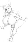 anthro bell bell_collar big_breasts big_butt breasts butt collar cross-eyed female huge_breasts smile solo mikeblade lagomorph mammal hi_res monochrome sketch