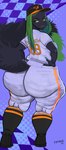 69_(number) anthro baseball_cap baseball_uniform big_butt black_body black_fur butt cellulite clothing female footwear fur green_body green_eyes green_fur green_hair hair hands_on_hips hat headgear headwear hip_dips huge_butt huge_hips knee_highs knee_socks legwear long_nails looking_back pear-shaped_figure rear_view smile socks solo sportswear tight_clothing uniform wide_hips pyredaemos squigga mammal rodent sciurid tree_squirrel 2023 absurd_res digital_media_(artwork) hi_res