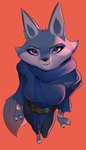 anthro breasts clothed clothing female fur grey_body grey_fur simple_background solo tail harukoharuko dreamworks kung_fu_panda zhen_(kung_fu_panda) canid canine canis corsac_fox fox mammal true_fox 2024 absurd_res digital_media_(artwork) hi_res