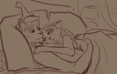 anthro anthro_on_anthro bed bed_sheet bedding bedroom bedroom_eyes blanket caracal_ears cat_nose chest_fur chest_tuft claws cuddling curtains curtains_closed duo eye_contact eyebrows eyelashes facial_fur facial_tuft female female_anthro finger_claws fingers fur furniture furniture_lamp good_night hair hand_on_shoulder hands_on_partner happy inner_ear_fluff inside intimate lamp long_hair looking_at_another looking_at_partner lying lying_on_another lying_on_bed lying_on_partner lying_on_pillow male male/female male_anthro male_on_anthro narrowed_eyes nude nude_female nude_male on_back on_bed on_bedding on_pillow pillow pupils romantic romantic_couple seductive shadow short_hair side_view simple_background sleeping sleeping_together smile smiling_at_another smiling_at_partner text thick_eyebrows torn_ear tuft under_blanket under_covers wall_(structure) aleksikashvets aleksika_(aleksikashvets) rowan_(raveger) caracal caracal_(genus) domestic_cat felid feline felis mammal 2026 artist_name dated english_description hi_res monochrome sketch