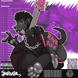 anthro bass_guitar chain clothing eyewear genitals glasses guitar hairy jockstrap knot knotted_penis male multiple_piercings musical_instrument pawpads penis piercing plucked_string_instrument solo string_instrument tongue tongue_out underwear wearing_glasses havhavoc ravepop_(russelbuck) russelbuck_(copyright) havoc_(havhavoc) american_pit_bull_terrier canid canine canis domestic_dog hunting_dog mammal pit_bull terrier 1:1 absurd_res cover_art hi_res