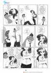 2015 anthro anthrofied black_and_white clothing comic dialogue digital_media_(artwork) dragon duo english_text equid equine female friendship_is_magic hasbro hi_res horn male mammal monochrome my_little_pony mythological_creature mythological_equine mythological_scalie mythology pia-sama pupils rarity_(mlp) scalie slit_pupils speech_bubble spike_(mlp) tail text unicorn url