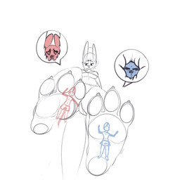anthro feet female foot_crush group male male/female micro open_mouth simple_background standing tail trio jigglyjuggle 1:1 absurd_res hi_res sketch