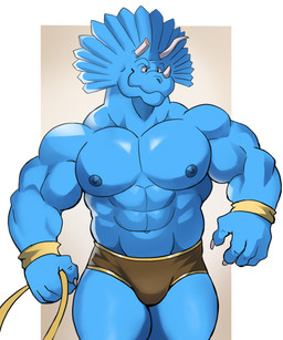 3_horns abs anthro armband biceps blue_body briefs broken_horn clothed clothing deltoids horn male multi_horn muscular muscular_male nipples pecs simple_background smile solo thick_thighs topless topless_anthro trapezius underwear darknaigart extreme_dinosaurs spike_(extreme_dinosaurs) ceratopsian ceratopsid chasmosaurine dinosaur marginocephalian ornithischian prehistoric_species reptile scalie triceratops hi_res