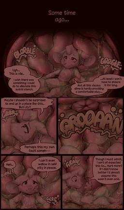 anthro bodily_fluids flashback internal male mouse_tail organs rumbling_stomach solo stomach stomach_acid talking_to_self text vore muhny lyle_(muhny) mammal mouse murid murine rodent comic english_text hi_res