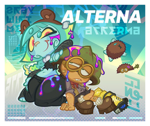 blue_body blue_skin border duo eyewear female goggles headband_ears ink male male/female white_border freakshlow nintendo splatoon blur_sotong sheldon_(splatoon) animal_humanoid aquatic aquatic_humanoid arthropod cephalopod cephalopod_humanoid horseshoe_crab humanoid mollusk mollusk_humanoid squid_humanoid hi_res