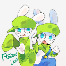 anthro arms_bent backwards_hat bent_leg blue_clothing blue_eyes blue_line_art blue_overalls blue_pupils blue_topwear button_(fastener) closed_smile clothing duo featureless_feet feet fur green_clothing green_hat green_headwear green_outline green_shirt green_topwear hand_pawpads happy hat headgear headwear holding_clothing holding_hat holding_headgear holding_headwear holding_object lidded_eyes light long_ears looking_at_self male male_anthro mitten_hands mouth_closed multicolored_body open_mouth outline overalls pawpads pink_tongue pupils shirt simple_background smile tan_body tan_eyelids tan_inner_ear tan_pawpads tan_skin text time_lapse tongue tongue_out topwear two_tone_body white_background white_body white_fur renballball mario_bros mario_plus_rabbids_kingdom_battle mario_plus_rabbids_sparks_of_hope nintendo raving_rabbids rayman_(series) ubisoft rabbid_luigi lagomorph mammal rabbid 1:1 2023 character_name colored colored_line_art crossover digital_drawing_(artwork) digital_media_(artwork) lighting shaded