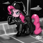 armor blue_eyes bodysuit clothing female feral fur hair headgear helmet pink_body pink_fur pink_hair skinsuit solo space star_destroyer tail tight_clothing john_joseco friendship_is_magic hasbro my_little_pony star_wars darth_vader pinkie_pie_(mlp) earth_pony equid equine horse mammal pony 1:1 crossover