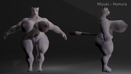 anthro belly big_belly big_breasts big_butt breasts butt cellulite claws elderly female fur genitals mature_anthro mature_female miyuki_(homura) muscular nude nude_anthro overweight overweight_anthro overweight_female purple_eyes solo stretch_marks thick_thighs vulva white_body white_fur wide_hips aozorart felid mammal pantherine snow_leopard 16:9 hi_res widescreen