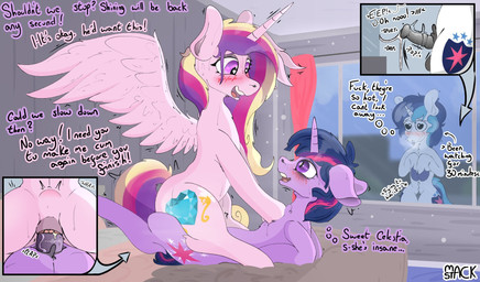 abdominal_bulge blush blush_lines bodily_fluids contact_onomatopoeia cowgirl_position cuckold cum cutie_mark dialogue eager ejaculation female feral from_front_position genital_fluids genitals gynomorph hands-free heart_pupils heart_symbol horn impact_onomatopoeia infidelity intersex intersex/female male on_bottom on_top onomatopoeia penetration penis plap premature_ejaculation sex small_penis sound_effects spontaneous_ejaculation text vaginal vaginal_penetration voyeur wings mackstack friendship_is_magic hasbro my_little_pony mythology princess_cadance_(mlp) shining_armor_(mlp) twilight_sparkle_(mlp) equid equine horse mammal mythological_creature mythological_equine pony unicorn winged_unicorn english_text hi_res brother_(lore) brother_and_sister_(lore) incestuous_voyeur_(lore) sibling_(lore) sister_(lore)