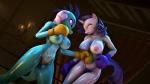 anthro areola big_breasts breasts clothed clothing duo female fight horn nipples tail topless isisazza friendship_is_magic hasbro my_little_pony mythology princess_ember_(mlp) rarity_(mlp) dragon equid equine mammal mythological_creature mythological_equine mythological_scalie scalie unicorn 16:9 3d_(artwork) 4k absurd_res digital_media_(artwork) hi_res widescreen