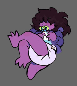 ageplay claws clean_diaper clothed clothing crossed_legs dark_hair diaper female furgonomics grey_background hair hair_over_eyes infantilism jacket long_hair messy_hair object_in_mouth pacifier pacifier_in_mouth pink_body roleplay shirt short_tail simple_background solo tail toe_claws topwear white_diaper young lileli deltarune undertale undertale_(series) susie_(deltarune) dinosaur prehistoric_species reptile scalie