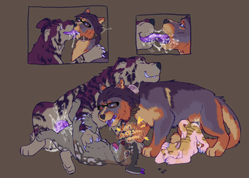 abdominal_bulge anal anal_penetration animal_genitalia animal_penis anus ass_up big_penis bodily_fluids breath collar cum cum_inside equine_genitalia equine_penis erection extreme_french_kiss feral forced foursome french_kissing fucked_silly fur genital_fluids genitals group group_sex hair hand_on_belly kissing living_condom long_tongue looking_pleasured lying male male/male male_penetrated male_penetrating male_penetrating_male on_back open_mouth panting penetration penile penile_penetration penis purple_body purple_fur rape saliva saliva_string sex simple_background size_difference tail tongue tongue_out puppyratcat alien canid canine felid feline herpestid hybrid mammal meerkat xog