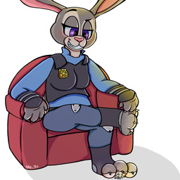 ambiguous_gender anthro clothing duo feet female foot_fetish furniture macro micro paws police police_uniform purple_eyes sitting sofa uniform dan_34 disney zootopia judy_hopps canid canine european_rabbit lagomorph leporid mammal oryctolagus rabbit 1:1 hi_res