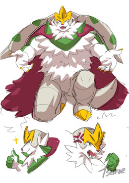 5_fingers angry biped claws eyes_closed fingers fur gesture hand_gesture humanoid_hands open_mouth open_smile red_nose smile solo thumbs_up white_body white_fur chuurow nintendo pokemon pokemon_legends_z-a generation_9_pokemon mega_chesnaught mega_evolution pokemon_(species) 2024 absurd_res colored hi_res multiple_images signature