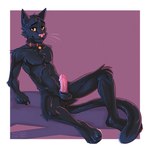 anthro arm_tuft balls bell bell_collar black_balls black_body black_ears black_eyebrows black_fur black_inner_ear black_tail cheek_tuft chest_tuft collar erection eyebrows facial_tuft front_view fur genitals glistening glistening_eyes head_tuft humanoid_genitalia humanoid_penis knee_tuft leaning leaning_backward leg_tuft looking_at_viewer male mouth_closed penis pink_nose pink_penis reclining shoulder_tuft sitting solo tail tuft whiskers yookie tomleo_(fursona) felid feline mammal hi_res