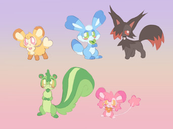 alternative_fashion ambiguous_gender bangs blue_body blue_fur brown_body brown_fur chibi emo feral fur gradient_background green_body green_fur group simple_background sparklefur yellow_body yellow_fur clockstops3am conditional_dnp domestic_cat felid feline felis lagomorph leporid mammal mouse murid murine rabbit rodent sciurid tree_squirrel colorful_theme hi_res