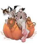 anthro ass_up bat_wings bent_over big_butt breasts brown_hair butt cheek_tuft clothing costume cute_fangs ear_tuft facial_tuft fake_wings fangs female food fruit hair half-closed_eyes halloween_costume holidays inner_ear_fluff looking_at_viewer looking_back looking_back_at_viewer mature_female membrane_(anatomy) membranous_wings narrowed_eyes pawpads pink_pawpads plant presenting presenting_hindquarters pumpkin pupils rear_view sagging_breasts seductive short_hair short_tail side_boob simple_background slit_pupils smile solo tail teeth thick_thighs tuft white_background wings yellow_eyes adaviya halloween zaire_(nightdancer) felid feline lynx mammal 5:6 full-length_portrait hi_res portrait