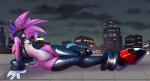 ambiguous_gender city_scape clothing footwear gloves handwear legwear shoes solo stockings topwear vest white_crest_(artist) sega sonic_the_hedgehog_(series) fan_character matt_the_hedgehog eulipotyphlan hedgehog mammal hi_res