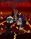 anakin_skywalker anthro brother_(lore) brother_and_sister_(lore) cosplay da_silva duel female fur hair hi_res lava lightsaber male mattie_(pokefound) melee_weapon obi_wan_kenobi pink_(pink) pokefound revenge_of_the_sith sibling_(lore) sister_(lore) star_wars weapon young