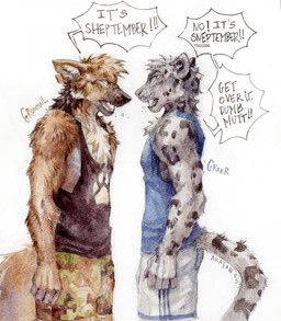 5_fingers angry anthro bared_teeth biped black_nose blue_eyes bottomwear brown_body brown_fur camo camo_bottomwear camo_clothing camo_print camo_shorts chest_tuft claws clothing dialogue duo ears_back eye_contact eyebrows fangs finger_claws fingers fluffy fluffy_tail fur grey_body grey_fur growling inner_ear_fluff leopard_spots looking_at_another male male_anthro markings pattern_bottomwear pattern_clothing pattern_shorts pink_nose pivoted_ears shirt shorts simple_background speech_bubble spots spotted_body spotted_fur tail tan_body tan_fur tank_top teeth text tongue topwear tuft whisker_spots white_background yelling yellow_eyes akatan_art canid canine canis domestic_dog felid german_shepherd herding_dog mammal pantherine pastoral_dog snow_leopard 2025 english_text hi_res signature traditional_media_(artwork)