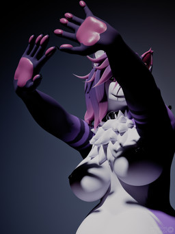 anthro big_breasts breasts ear_piercing female female_anthro fingerpads fur hair hand_pads hands_in_front light looking_at_viewer nipple_piercing nipples nude nude_anthro nude_female palms pawpads piercing purple_body purple_fur purple_hair shadow solo itsjag shadow_hands_challenge jag canid canine fox mammal 3:4 3d_(artwork) absurd_res blender_(artwork) blender_cycles_(artwork) digital_media_(artwork) hi_res lighting shaded soft_shading