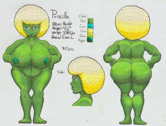 afro big_breasts big_butt blonde_eyebrows blonde_hair breasts butt eyebrows eyewear female forehead_gem gem glasses green_body green_nipples green_skin hair nipples non-mammal_nipples nude overweight overweight_female shortstack shortstack_female solo wearing_glasses remaninglife priscilla_(darkrex) peridot_(gem_species) hi_res model_sheet traditional_media_(artwork)