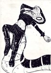 5_fingers anthro big_tail biped black_text boots bottomwear clothed clothing eyes_closed female fingers footwear lying mouth_closed nails on_back pants shoes sleeping snake_hood solo tail text leprzil laura_(leprzil) cobra reptile scalie snake 2025 artist_name english_text hi_res