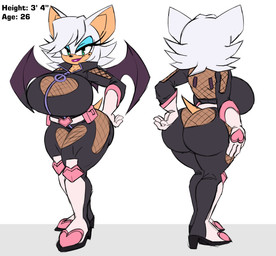 aged_up alternate_hairstyle anthro bedroom_eyes big_breasts big_butt bodysuit breasts butt cleavage clothed clothing female huge_breasts huge_butt looking_at_viewer mole_under_eye narrowed_eyes seductive skinsuit solo thick_thighs tight_clothing wide_hips cxrryart sega sonic_the_hedgehog_(series) rouge_the_bat bat mammal hi_res